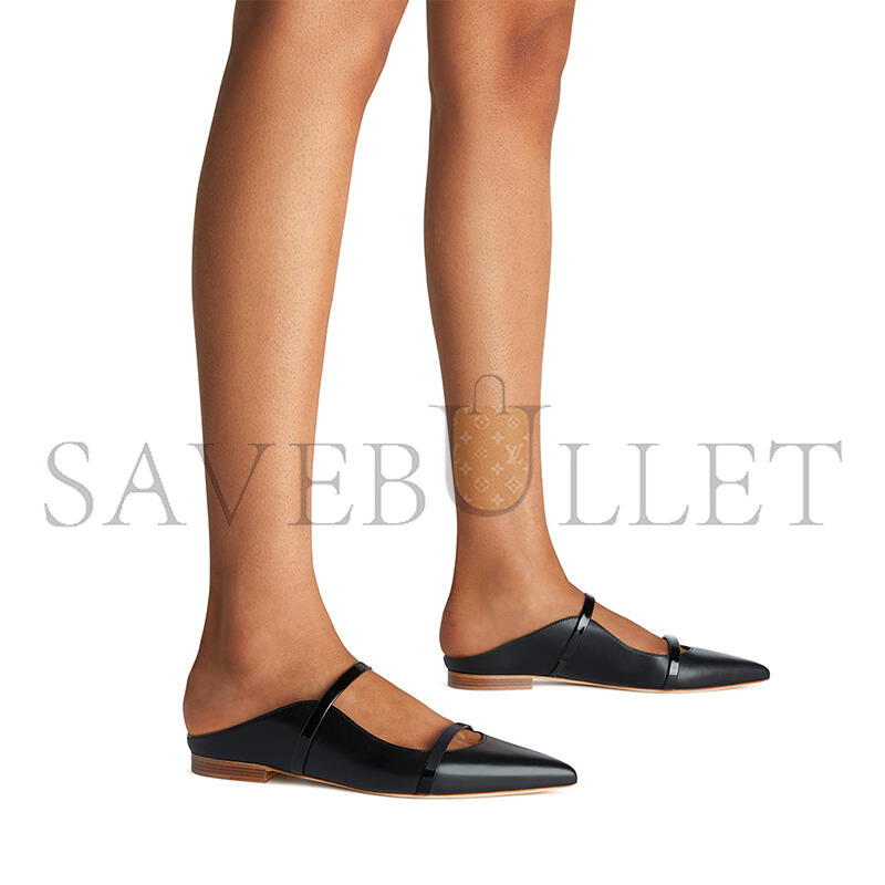MALONE SOULIERS MAUREEN BLACK LEATHER FLAT MULES MAUREENMSFLAT42BLA
